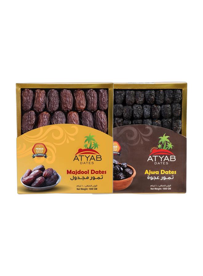Atyab Dates Medjool Dates 1000 grams & Ajwa Dates 1000 gram Bundle - Image 1